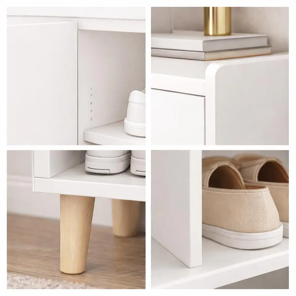 Zapatero Organizador Blanco 120x32x100 cm con Puertas Abatibles 3