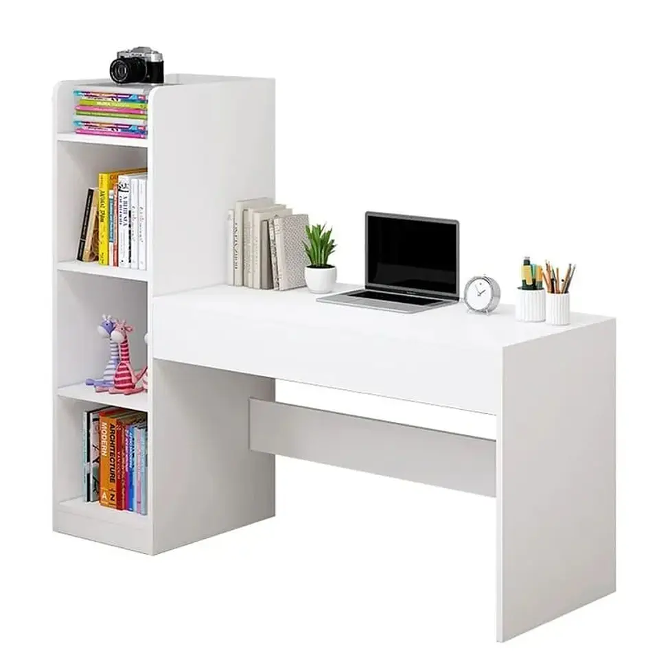Escritorio Blanco con Librero 112x40x120 cm Melamina 18 mm 2