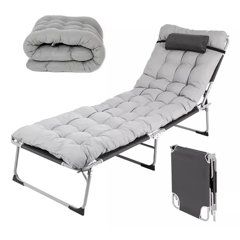 Cama Portátil Plegable Multiposición con Colchón 178x60 cm