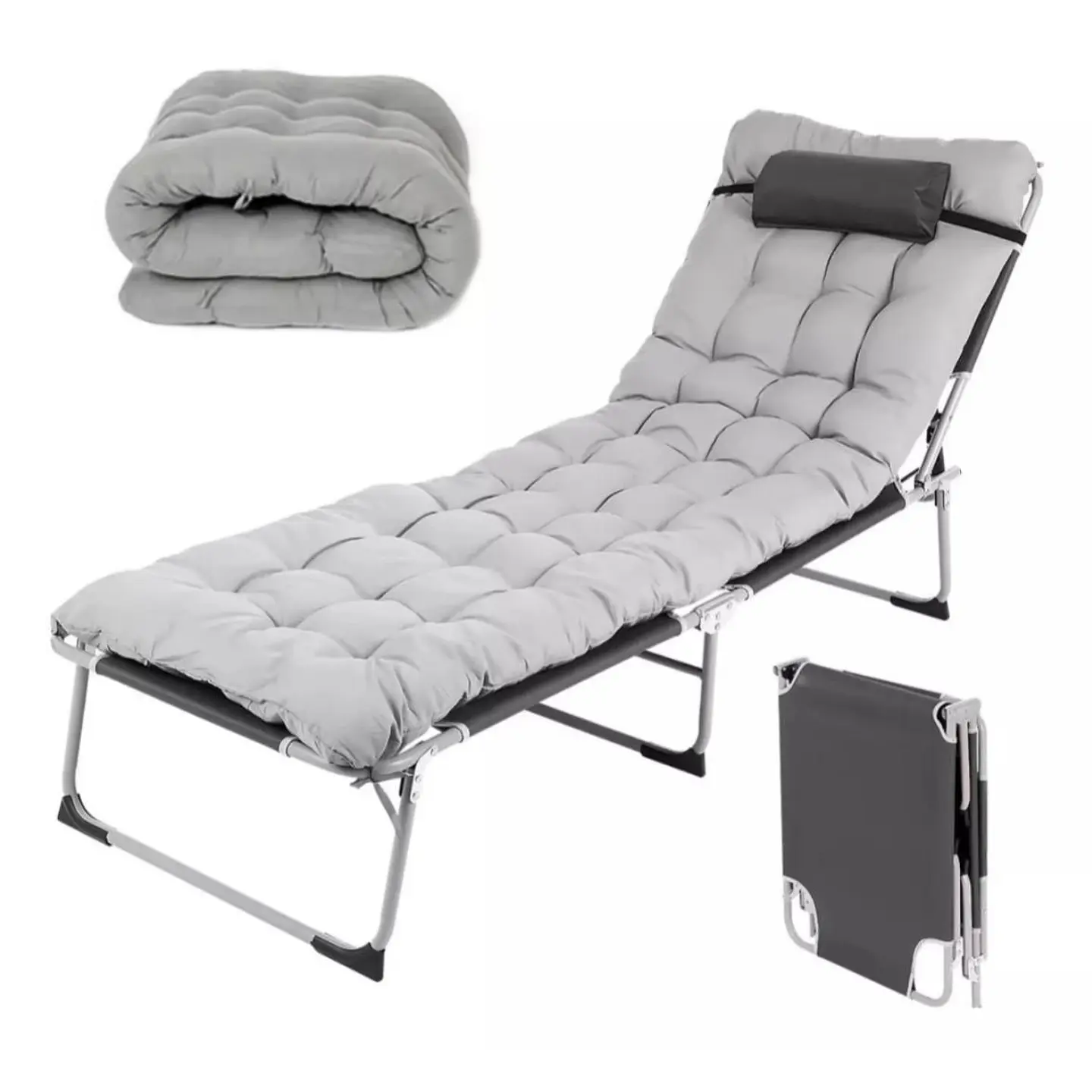 Cama Portátil Plegable Multiposición con Colchón 178x60 cm 1