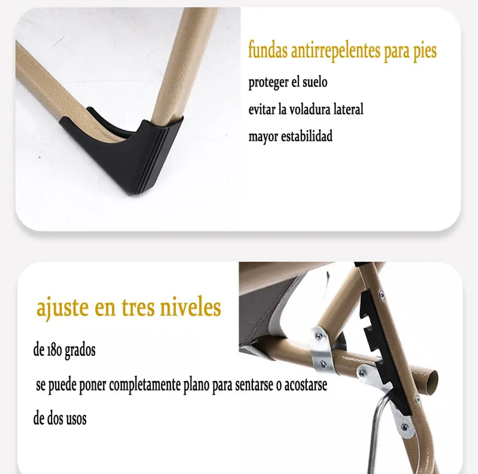 Cama Portátil Plegable Multiposición con Colchón 178x60 cm 5