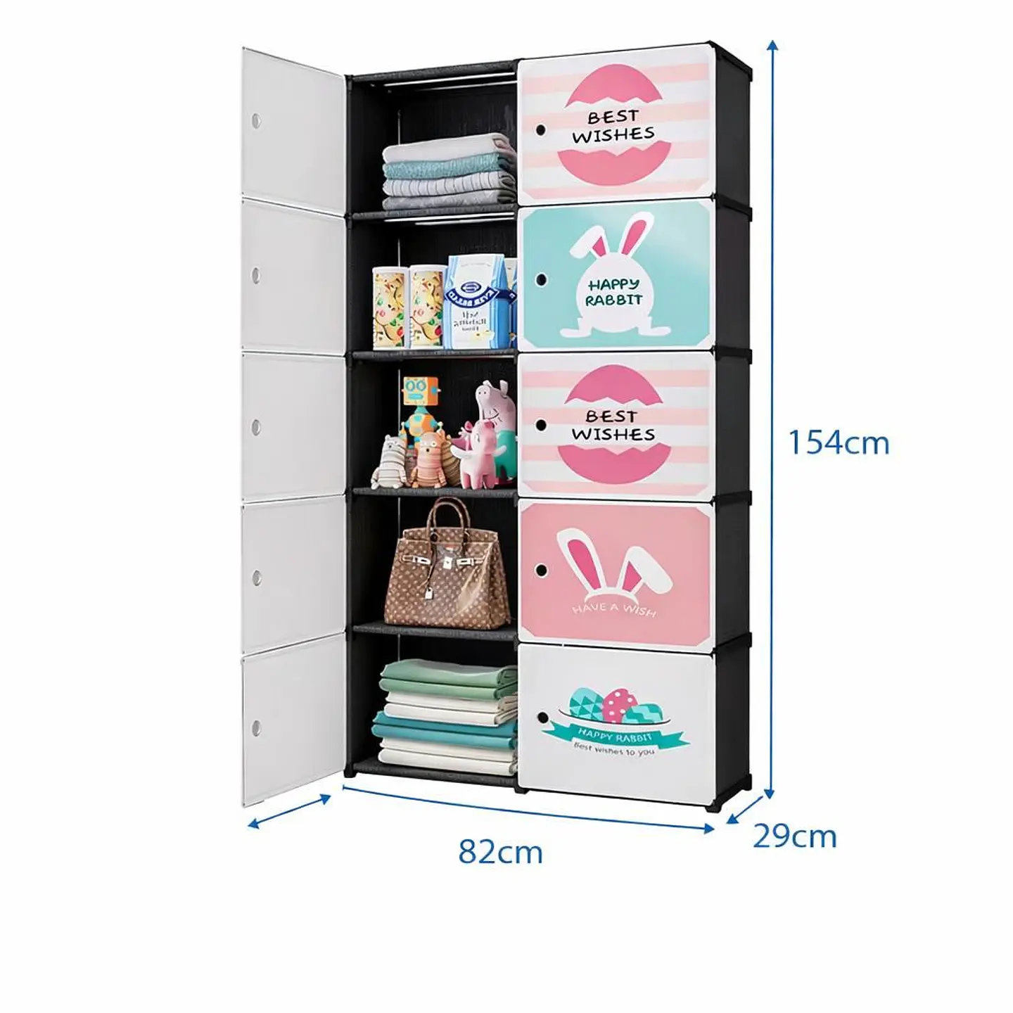 Clóset Infantil de Tela Portátil Modular con Estantes 4