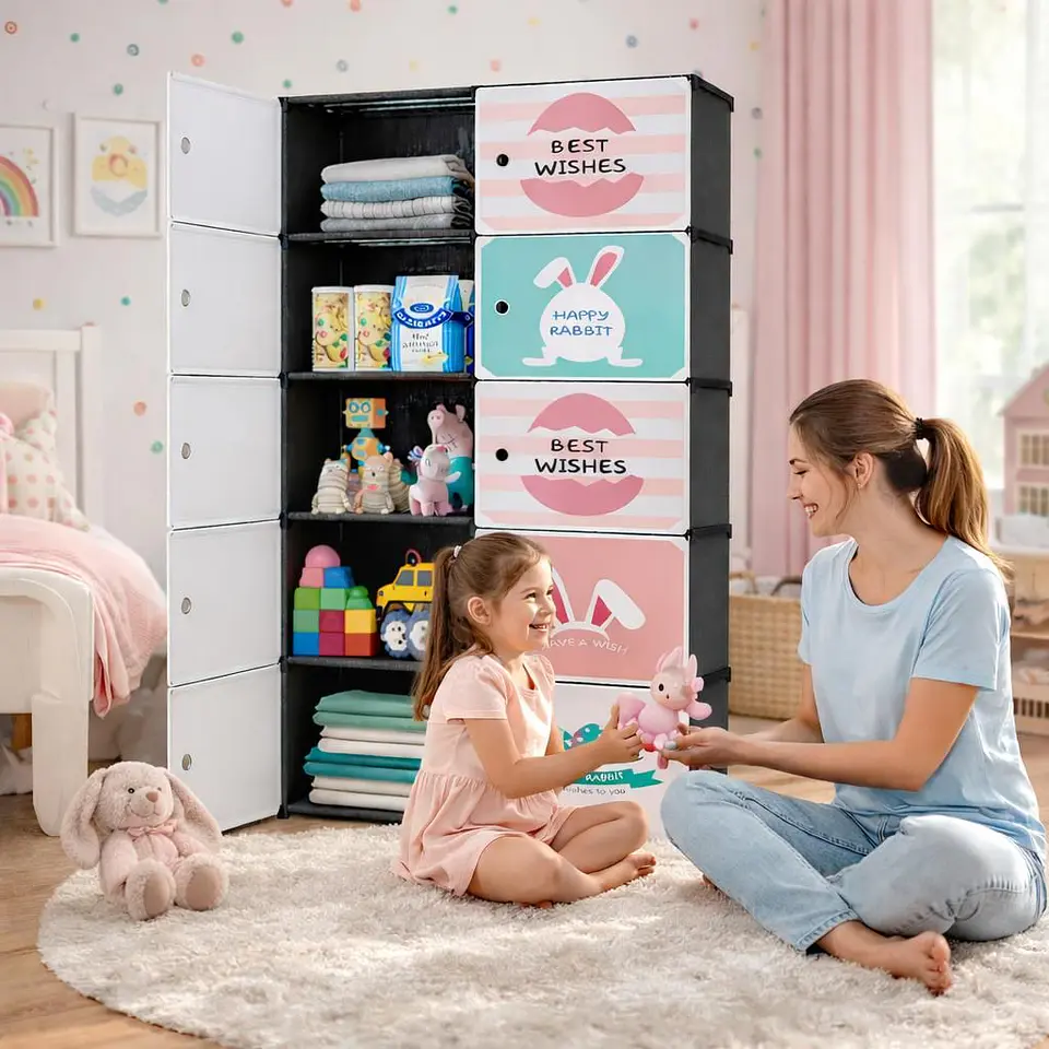 Clóset Infantil de Tela Portátil Modular con Estantes 5