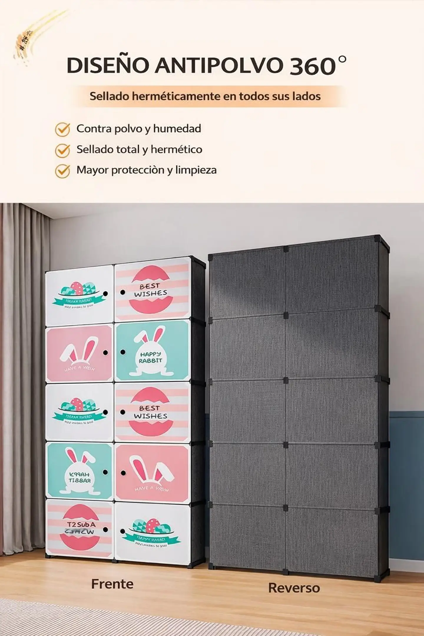 Clóset Infantil de Tela Portátil Modular con Estantes 6