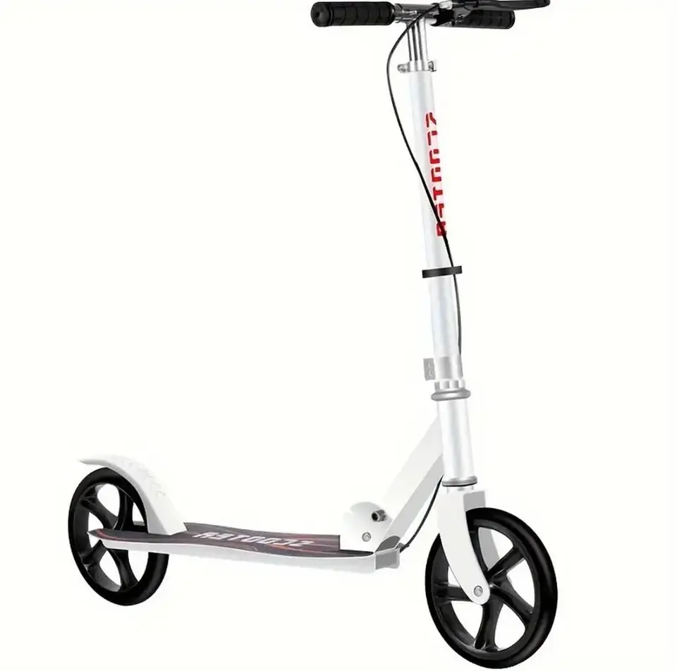 Scooter Patineta Plegable Blanca con Doble Freno y Ruedas PU 1