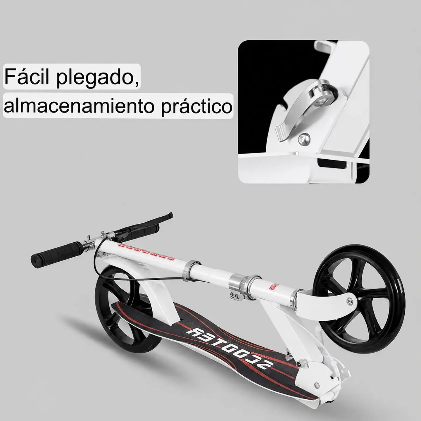 Scooter Patineta Plegable Blanca con Doble Freno y Ruedas PU 4