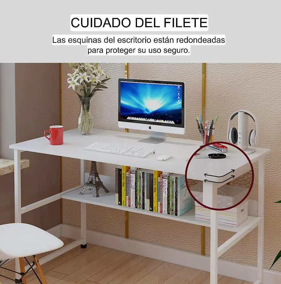 Escritorio Multifuncional Blanco con Estantería 80x73x40 cm 5