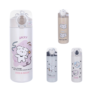 Botella Metalica Lucky Dog Coreano 420ml Topsoc
