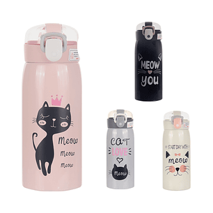 Botella Metalica Gatitos y Frases 350ml Topsoc