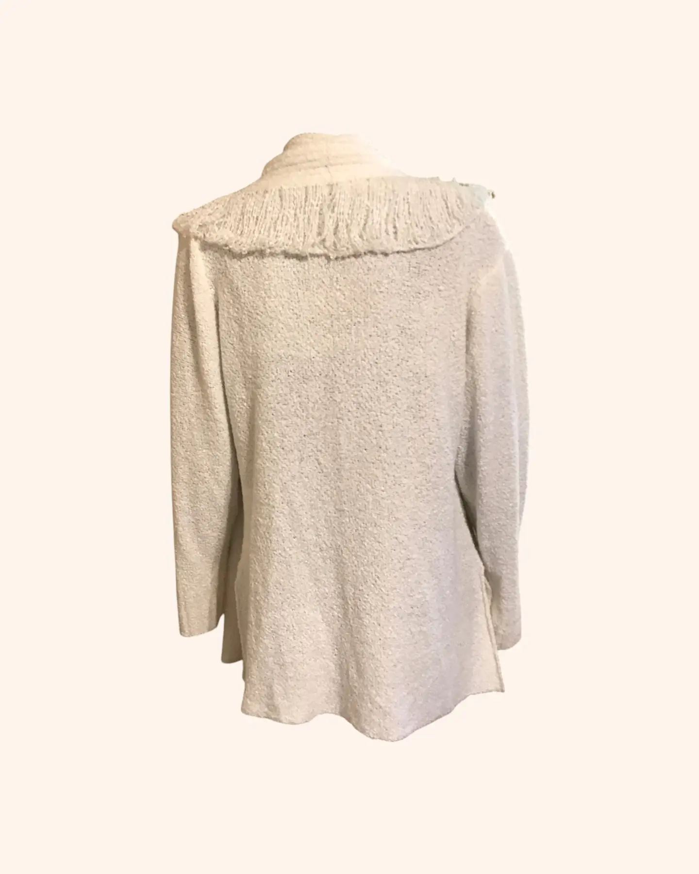Tapado lana con flecos blanco 2