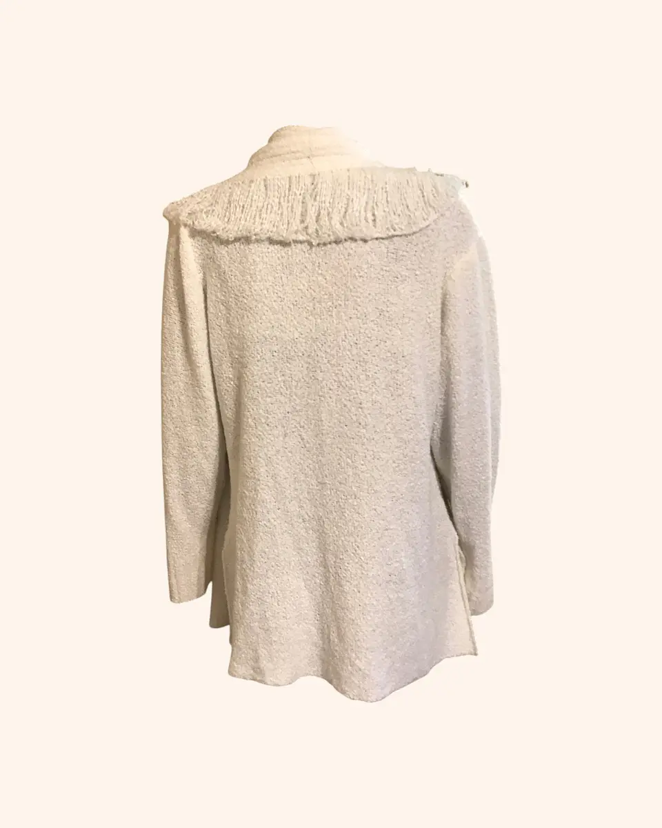 Tapado lana con flecos blanco 2