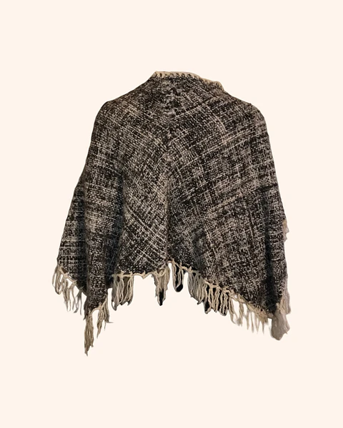 Poncho artesanal lana gris NUEVO