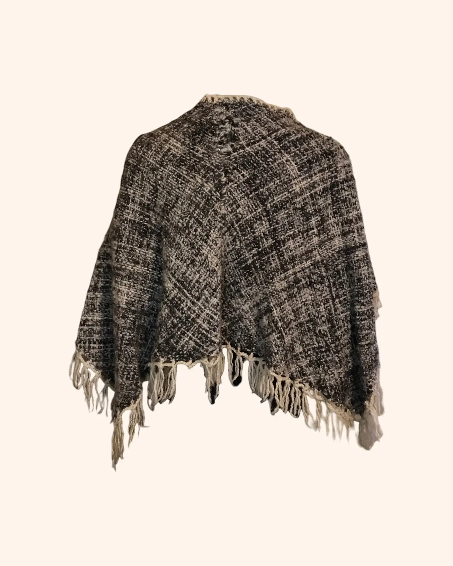 Poncho artesanal lana gris NUEVO 1