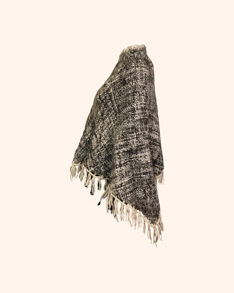 Poncho artesanal lana gris NUEVO