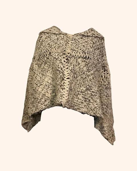 Poncho artesanal lana blanco NUEVO