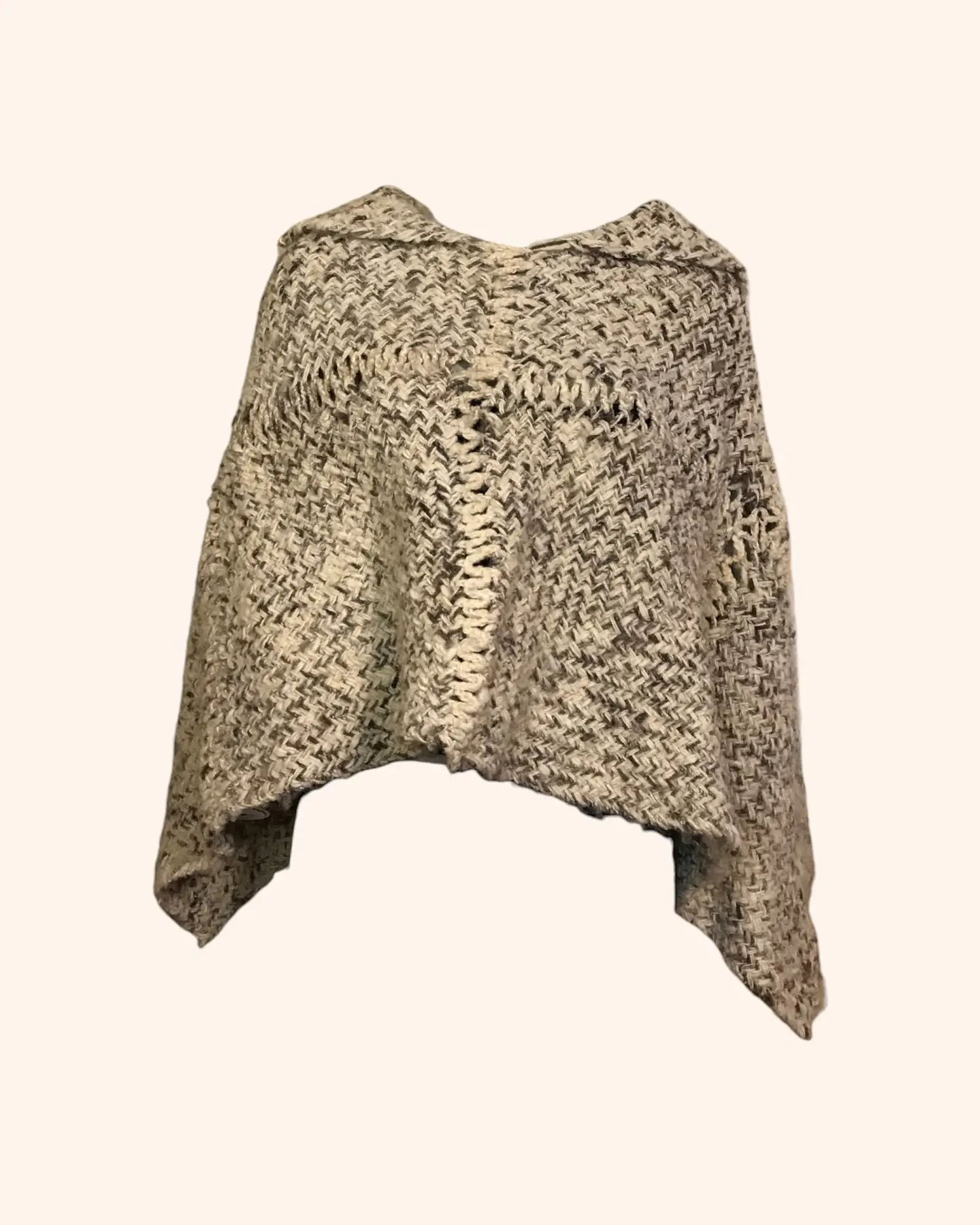 Poncho artesanal lana blanco NUEVO 1