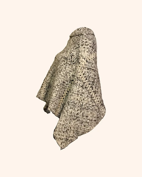 Poncho artesanal lana blanco NUEVO