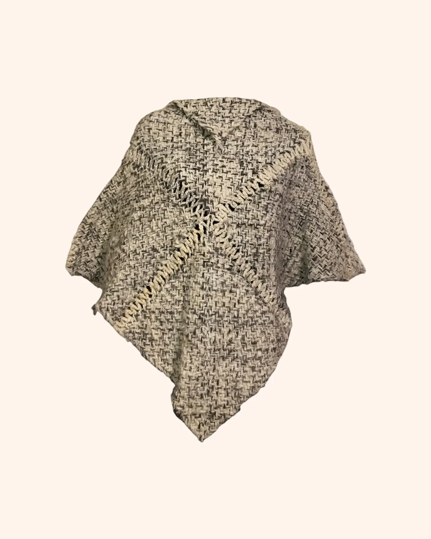 Poncho artesanal lana blanco NUEVO 3