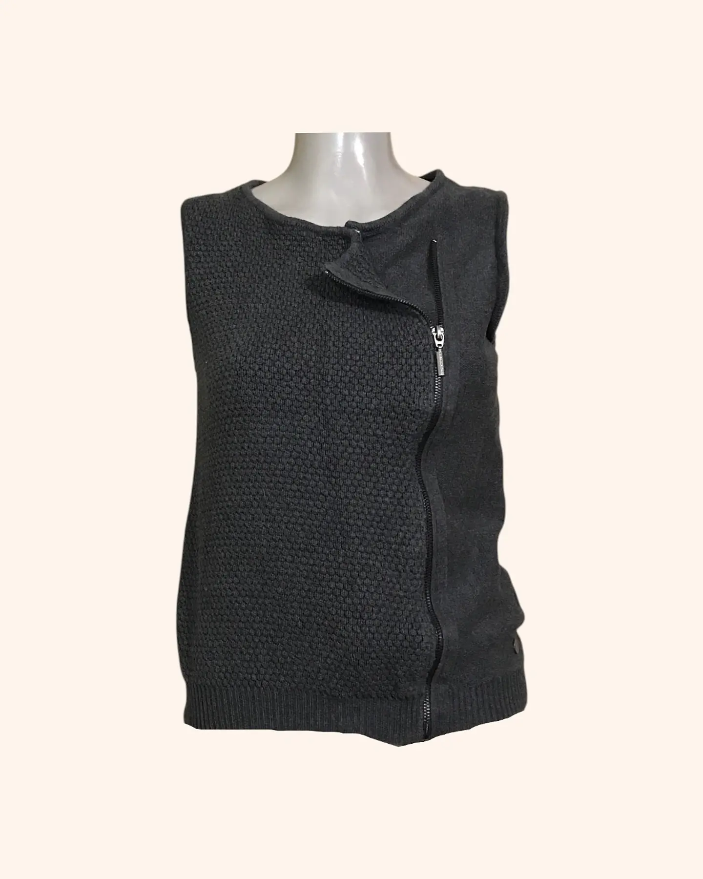 Chaleco sin mangas lana gris 1