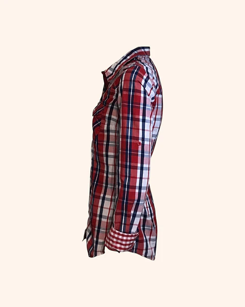 Blusa cuadrillé roja manga larga