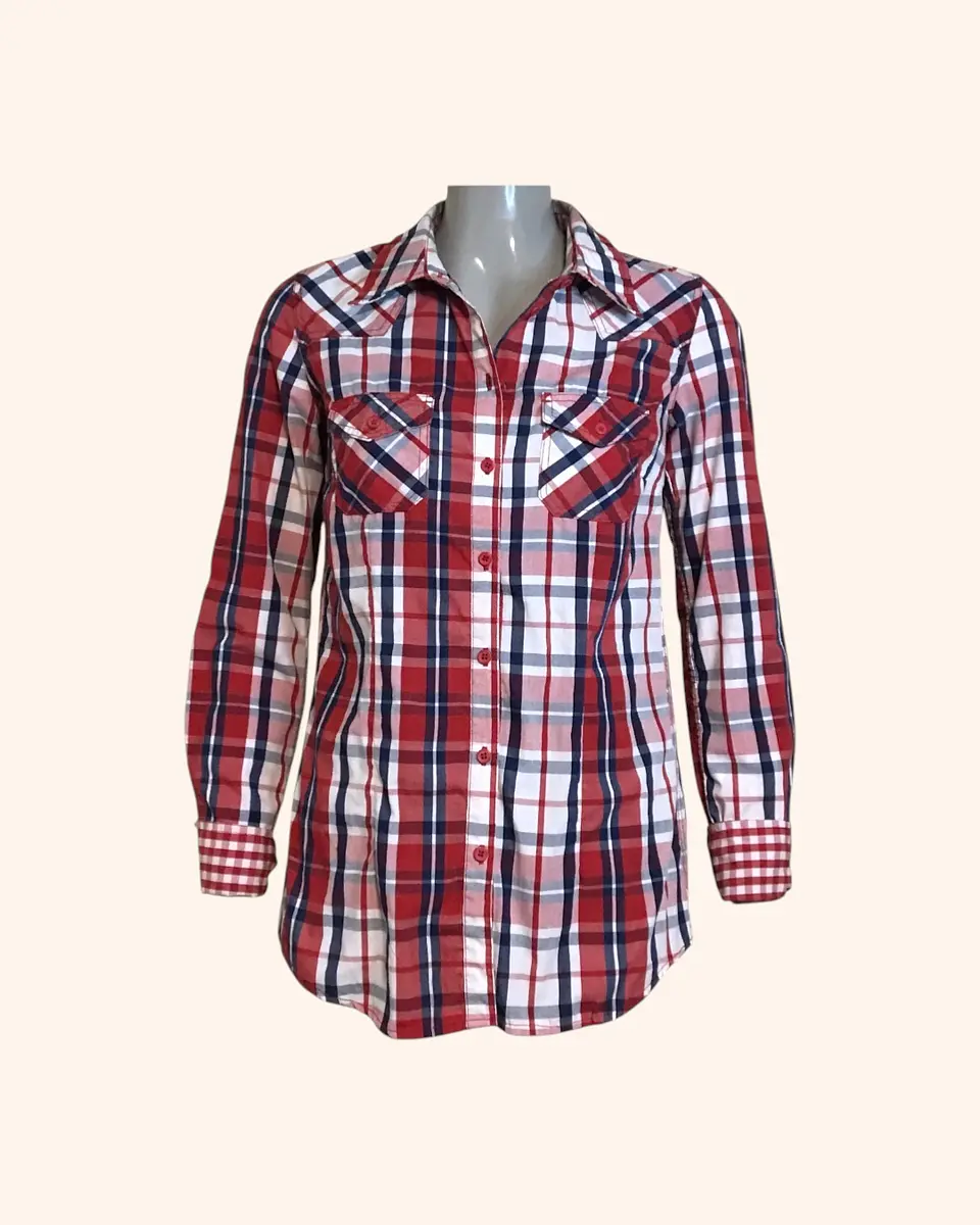 Blusa cuadrillé roja manga larga 1