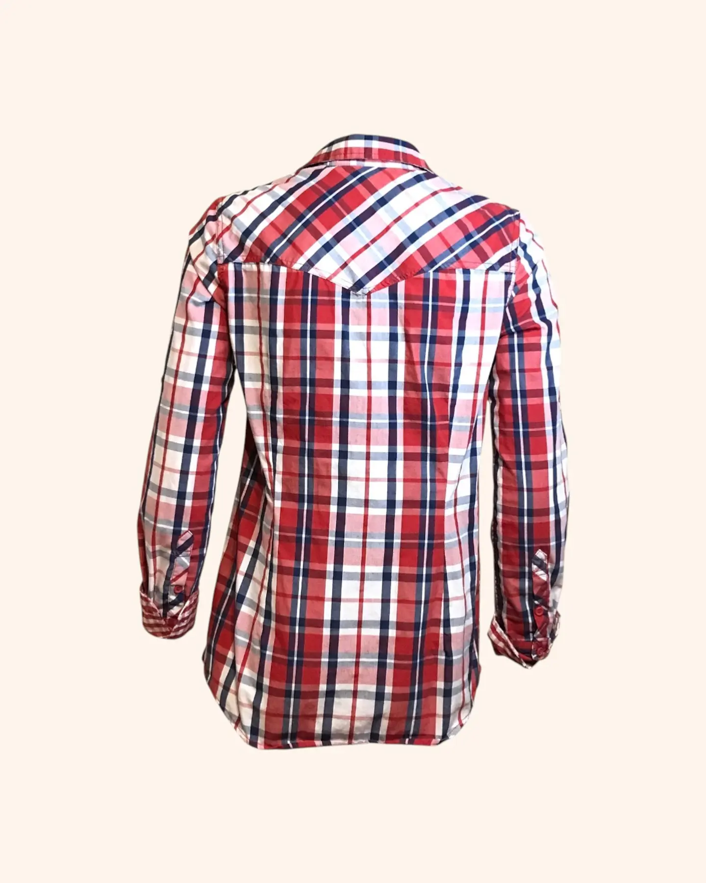 Blusa cuadrillé roja manga larga 3
