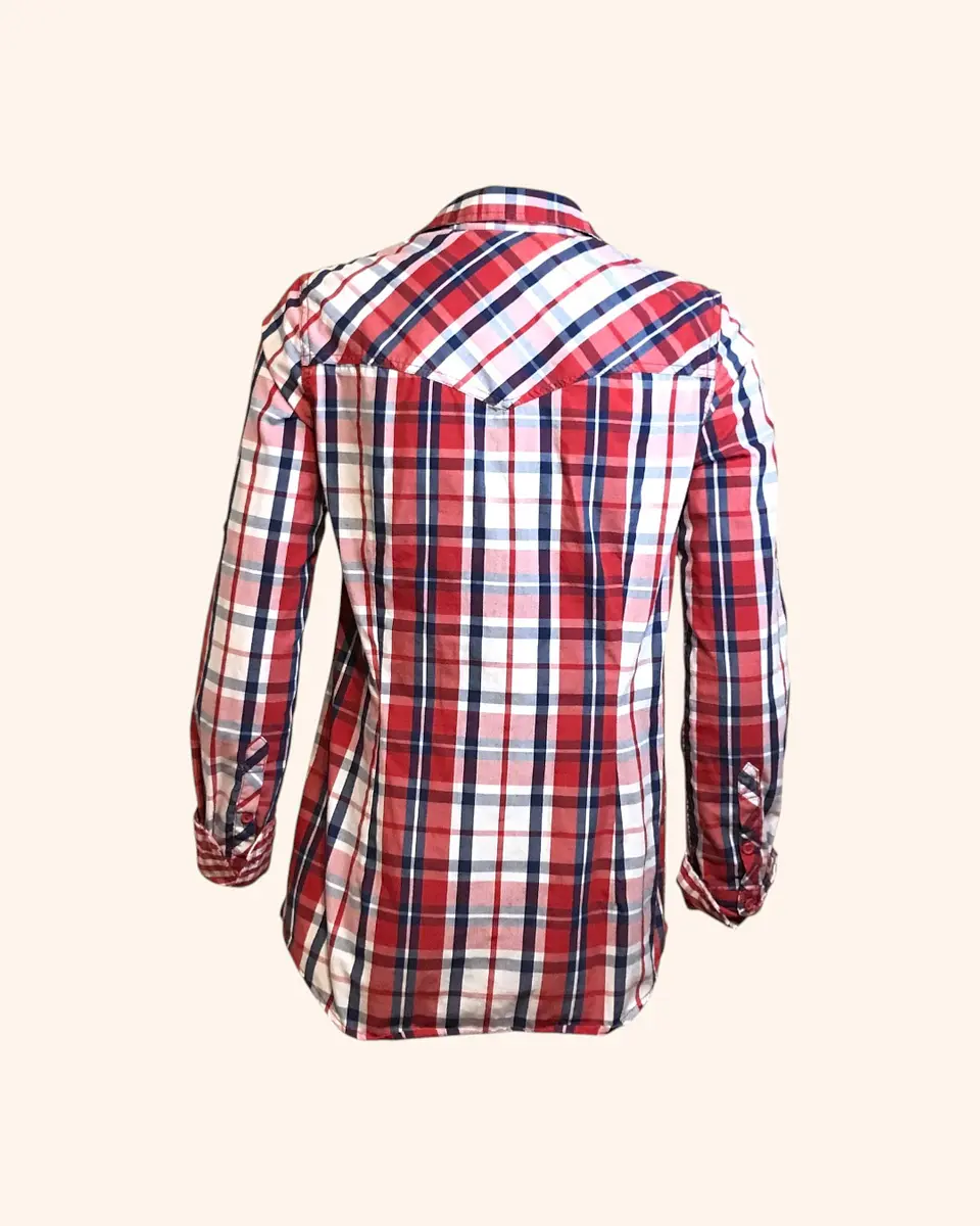 Blusa cuadrillé roja manga larga 3