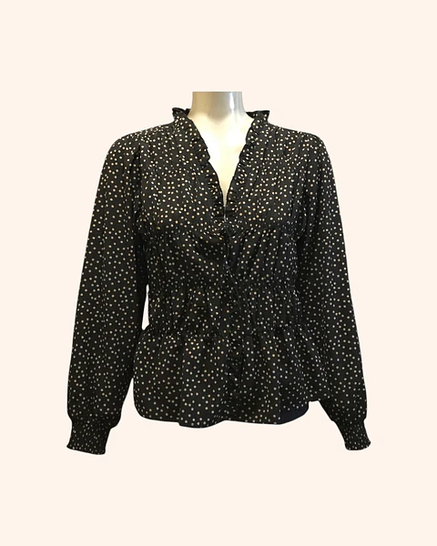 Blusa puntos negra manga larga