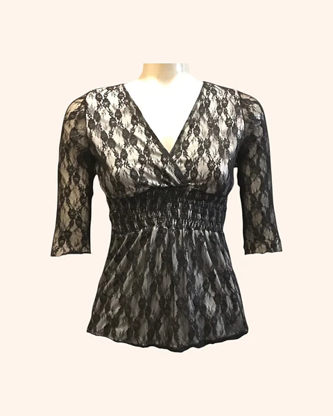 Blusa encaje negro