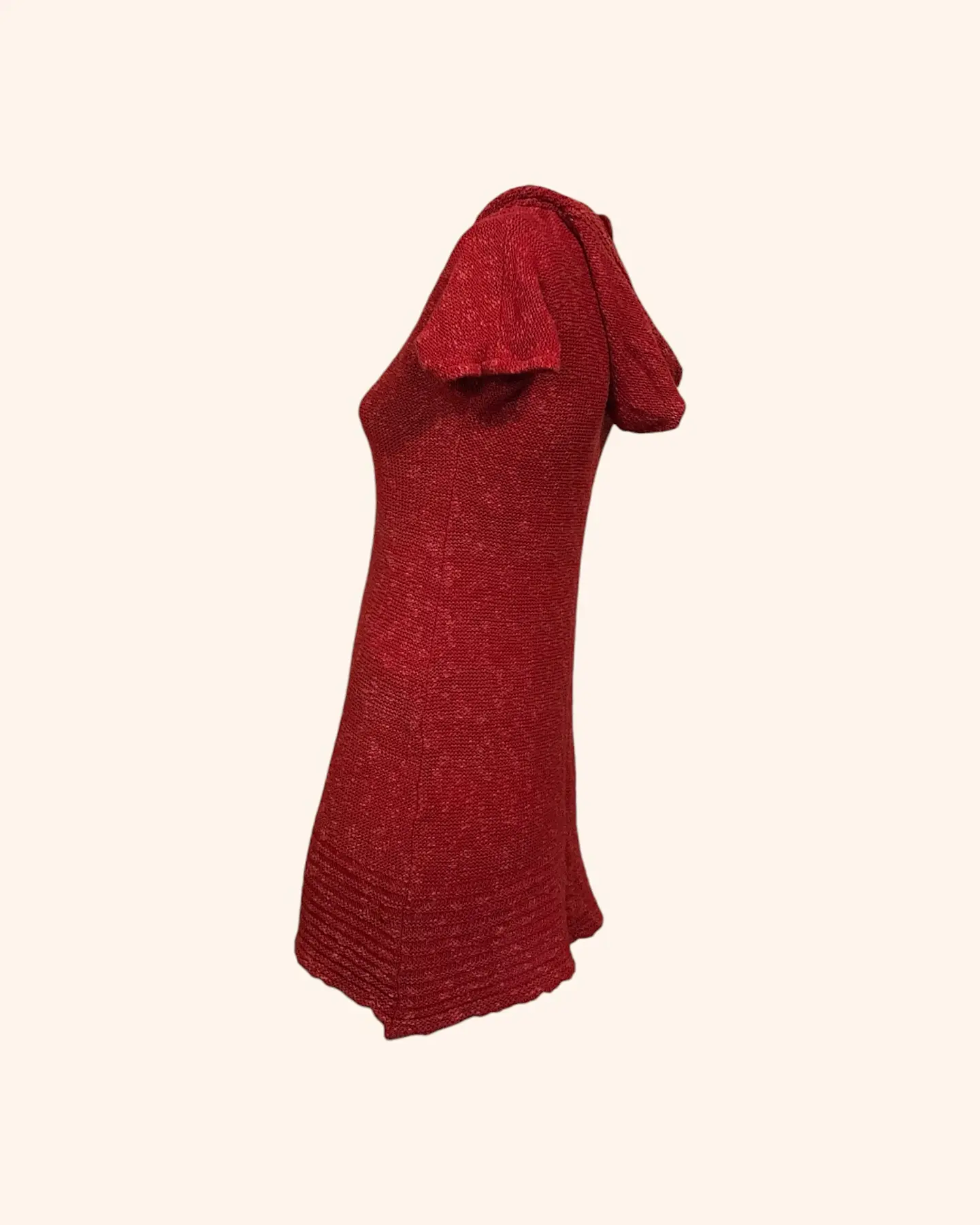 Vestido rojo lana con gorro 2