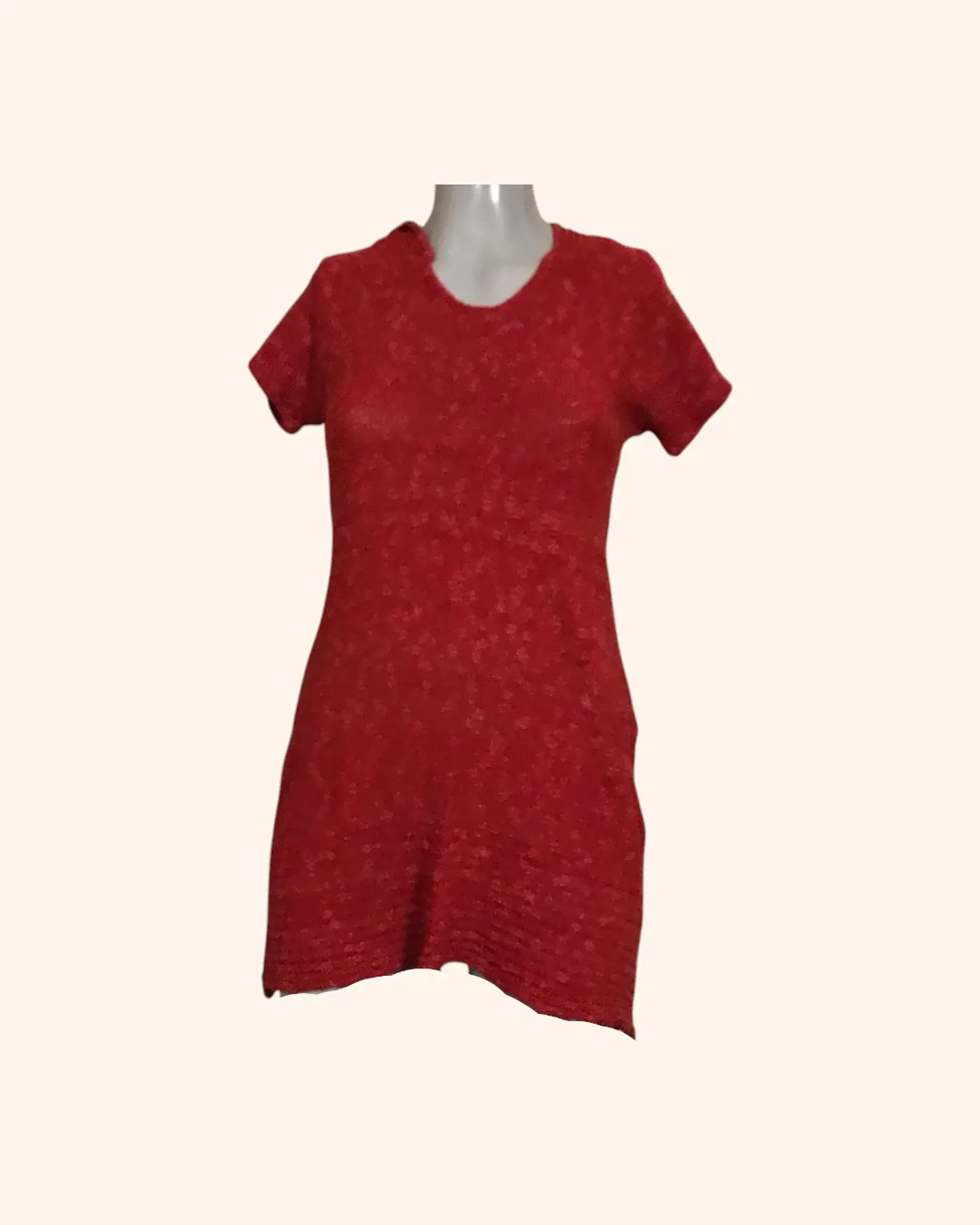Vestido rojo lana con gorro 1