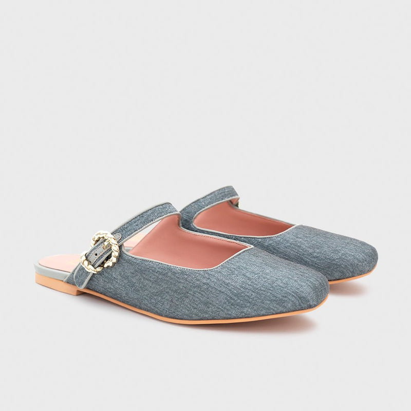 KENZA MULE FLAT GRIS 4