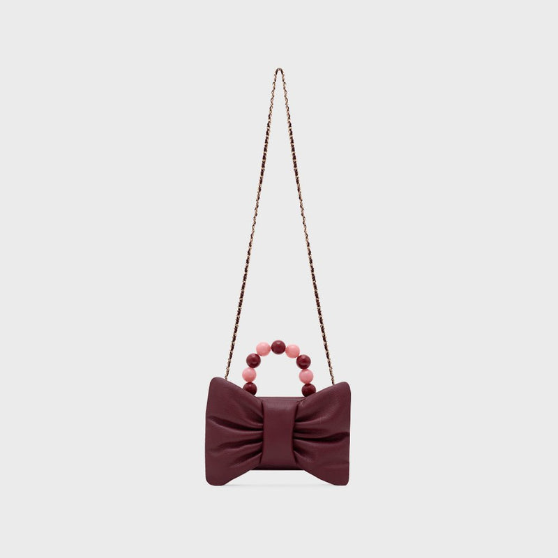 NAILA BEADED BOW BAG BORGOÑA 4