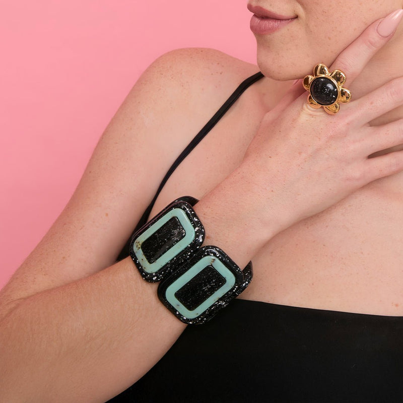 BRAZALETE CORDELIA NEGRO VERDE AGUA 2