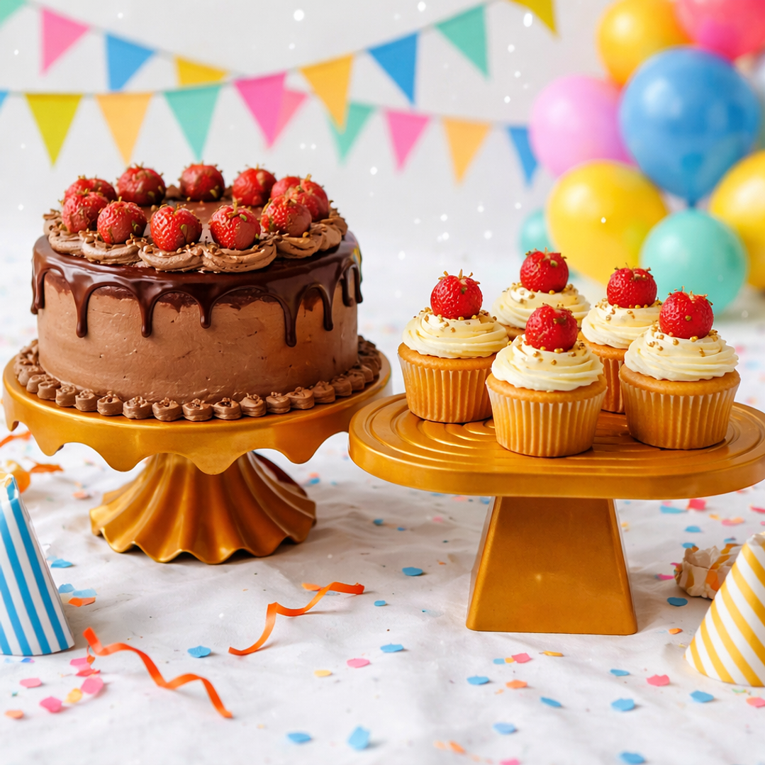 Set de alzadores y base para tortas y Cupcakes  3