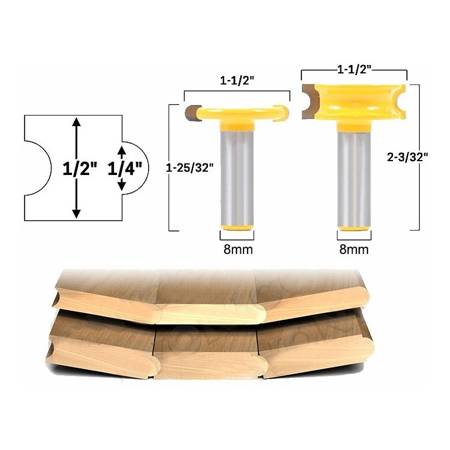 Set 2 Fresas Tupi De 8 Mm Ideal Para Barriles Canoas 