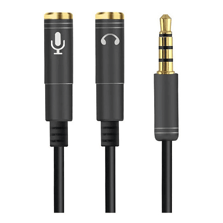 Cable Adaptador 3,5mm Audio Macho A  Auricular Mic Premium Negro