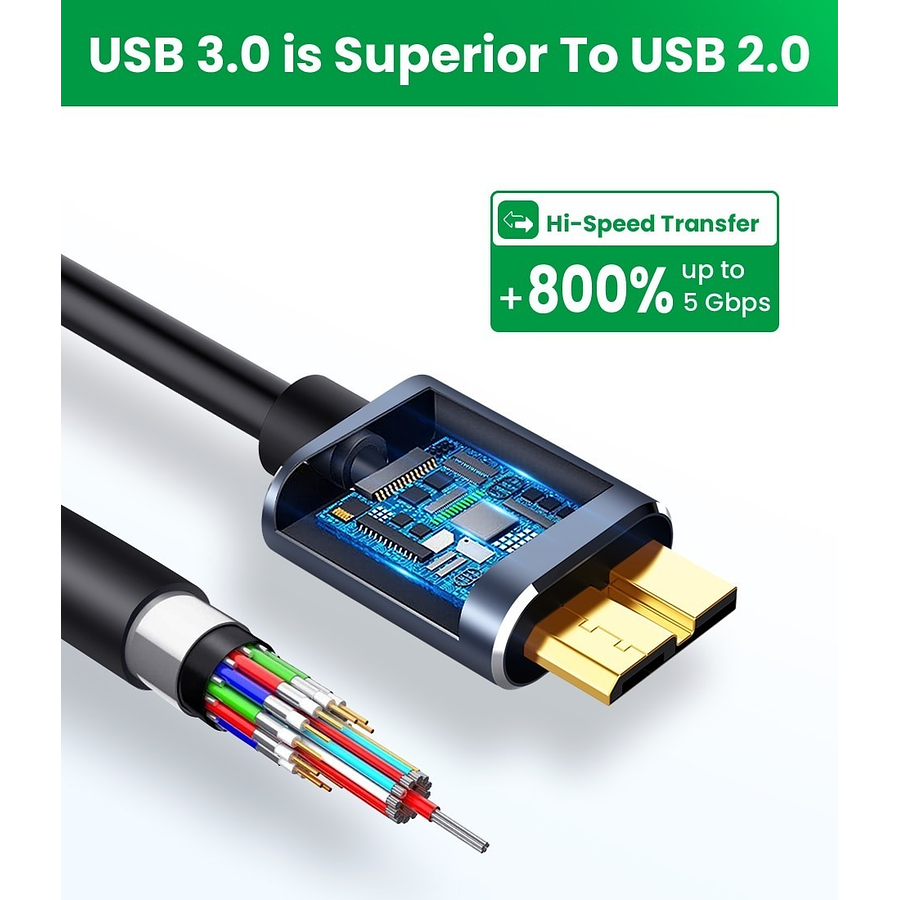 Cable USB-C 3.0 a USB Micro B para Disco Duro Externo 5Gbps