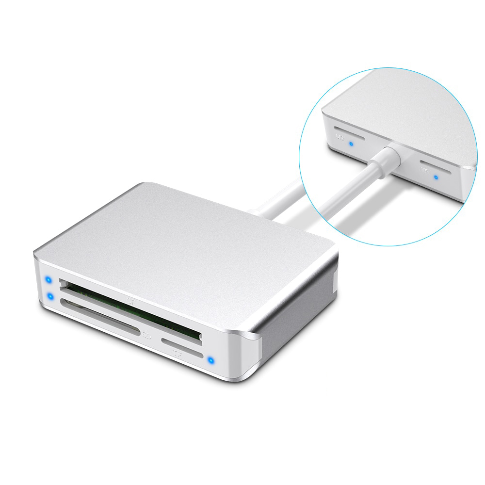 Adaptador USB C Lector Memoria SD Micro SD Compact Flash CF