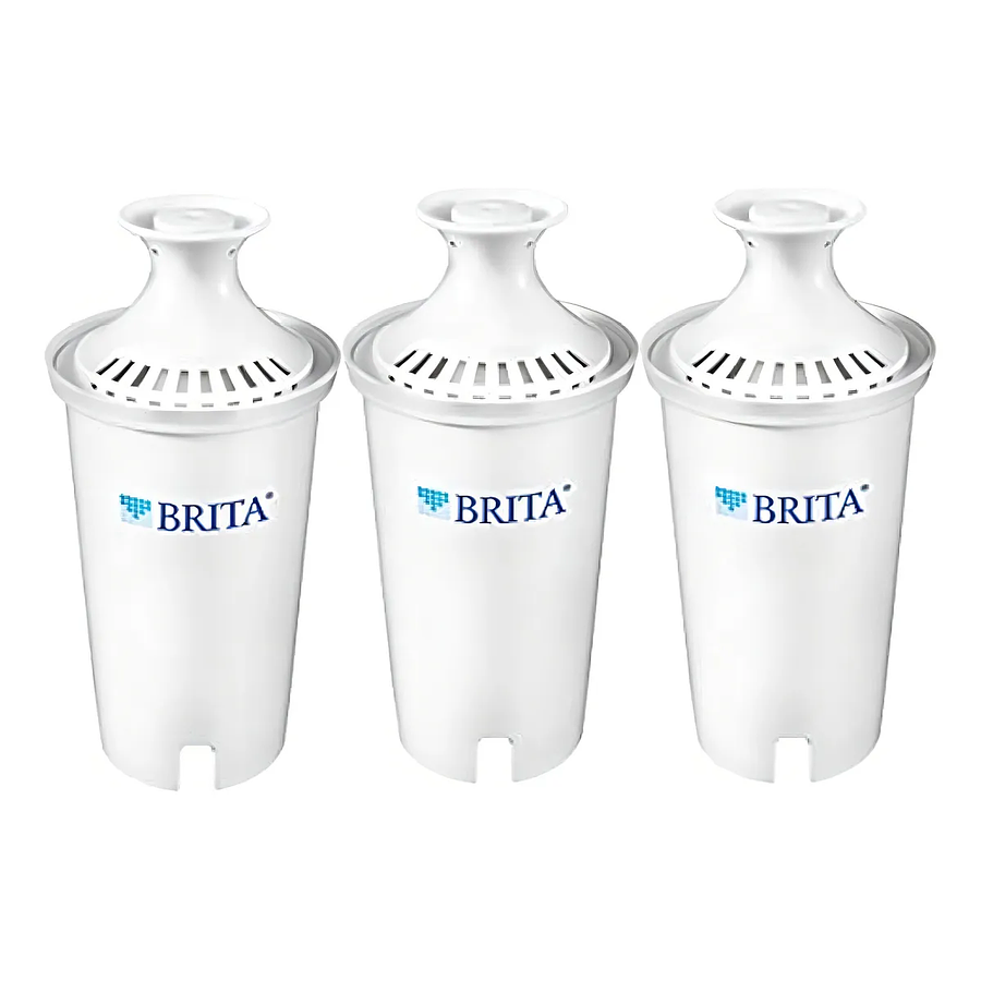 Set 3 Filtro de Agua Brita Repuesto Carbón Activo Elimina Cloro y Metales