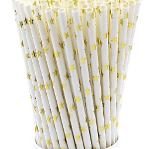 Bombilla Polipapel Estrellas Doradas