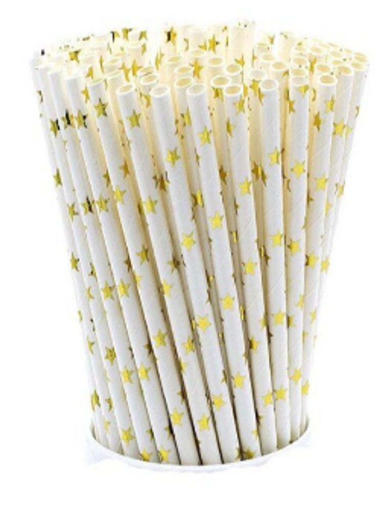 Bombilla Polipapel Estrellas Doradas 1