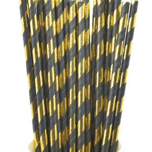 Bombilla Polipapel Dorado y Negro