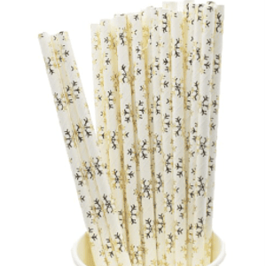 Bombilla Polipapel Copo Nieve Dorado