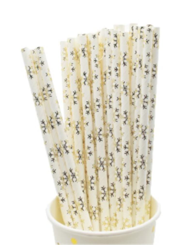 Bombilla Polipapel Copo Nieve Dorado 1