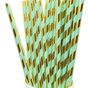 Bombilla Polipapel Dorado y Verde