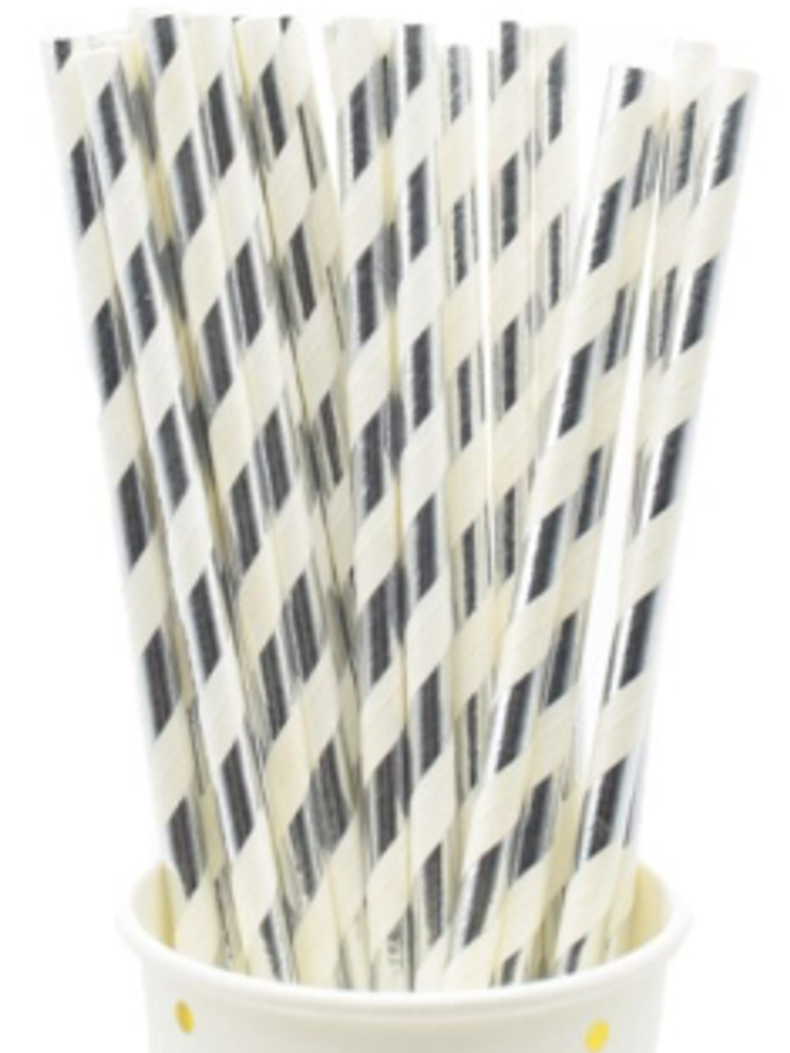 Bombilla Polipapel Plateado Lineas Gruesas 1