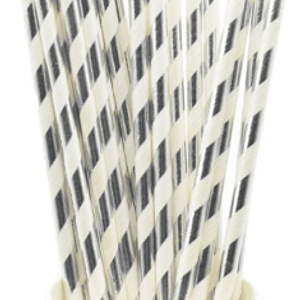 Bombilla Polipapel Plateado Lineas Gruesas