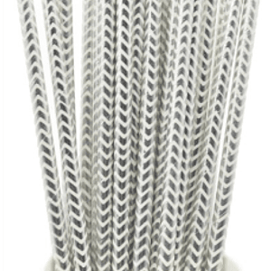 Bombilla Polipapel Plateado Lineas Delgadas