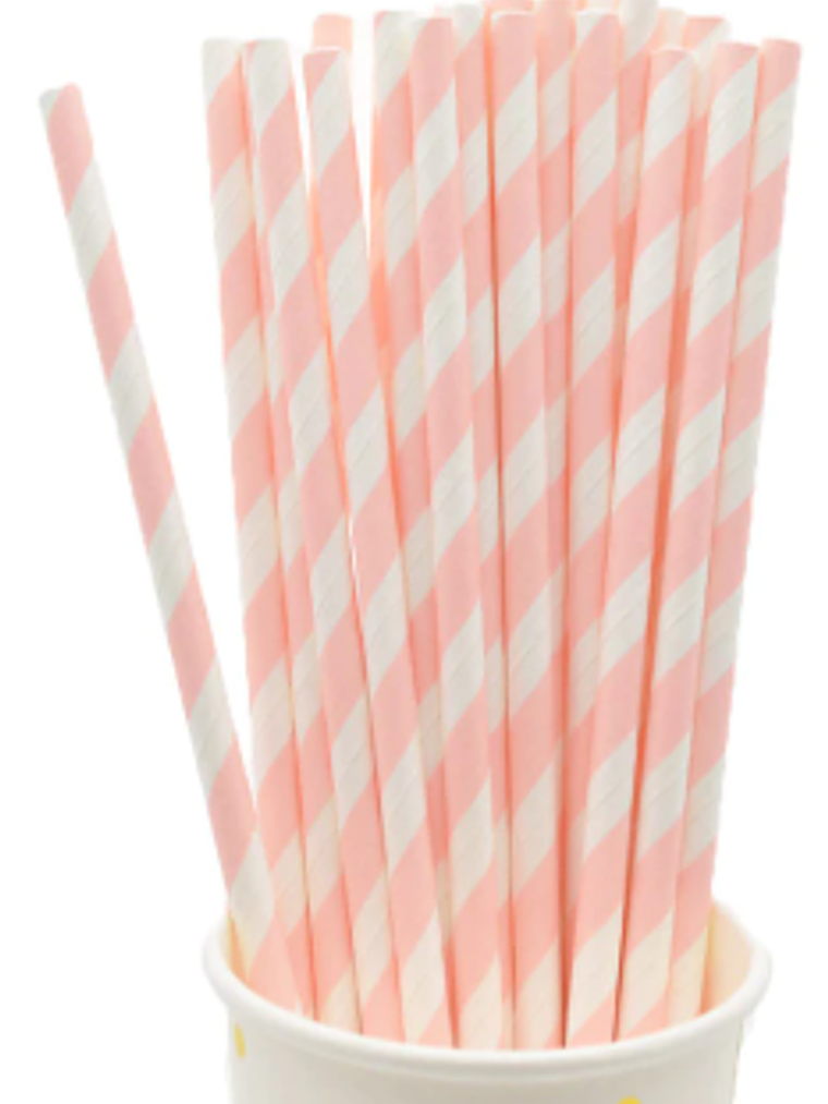 Bombilla Polipapel Rosado y Blanco 1